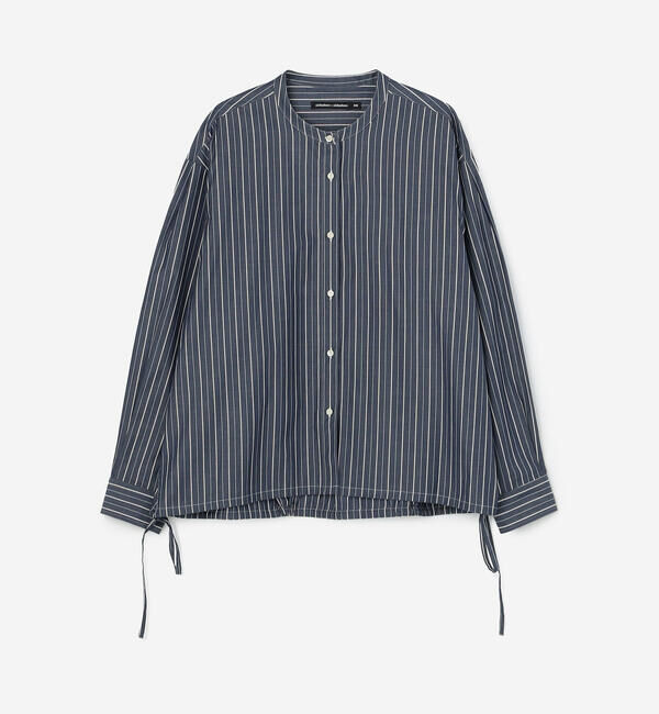  「nicholson & nicholson |〈別注〉ドローストリングブラウス ストライプ WOMEN」|シャツ・ブラウス|NAVY系1