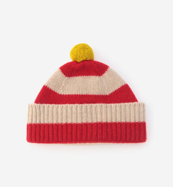  「Jo Gordon | ウール ストライプ ウール ポンポンニット帽 UNIXSEX」|ニット帽|