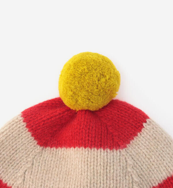  「Jo Gordon | ウール ストライプ ウール ポンポンニット帽 UNIXSEX」|ニット帽|