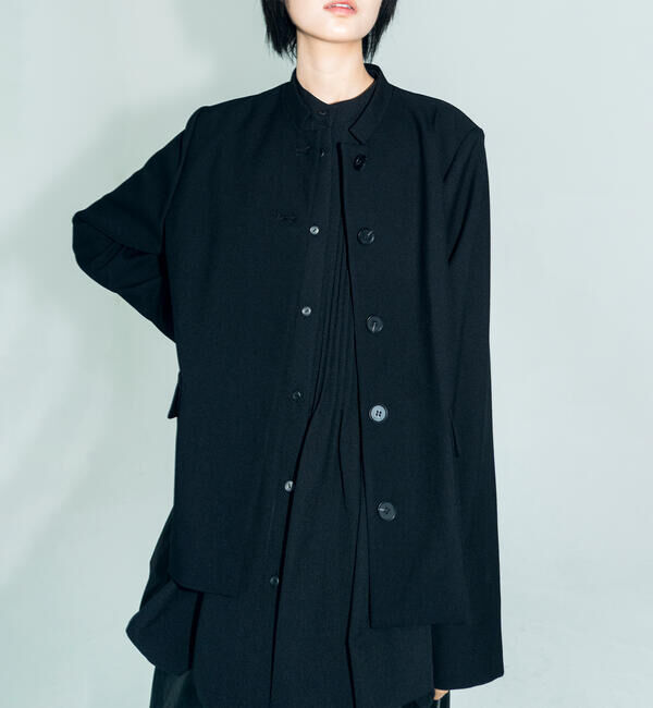  「eunoia | スタンドカラー ショートジャケット WOMEN」|テーラードジャケット|BLACK