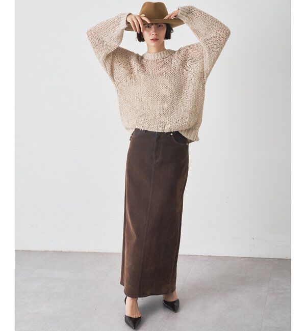  「デニムフロッキースリットスカート」|スカート|