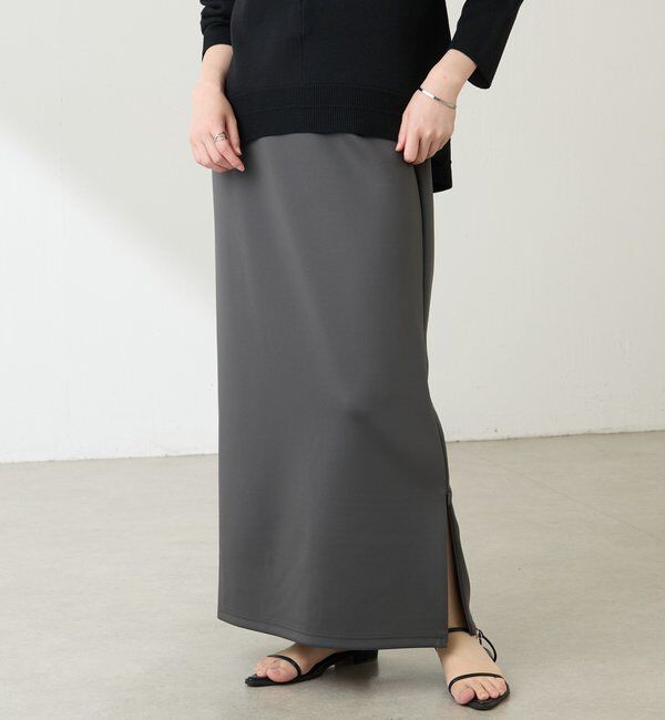  「ツヤカットタイトスカート」|スカート|チャコールグレー