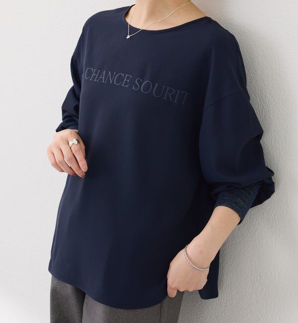  「袖ラメリブ2WAYロゴロンT」|Tシャツ・カットソー|