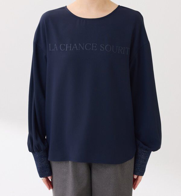  「袖ラメリブ2WAYロゴロンT」|Tシャツ・カットソー|