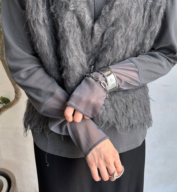  「【柔らかい着心地】袖シアーリブTEE」|Tシャツ・カットソー|