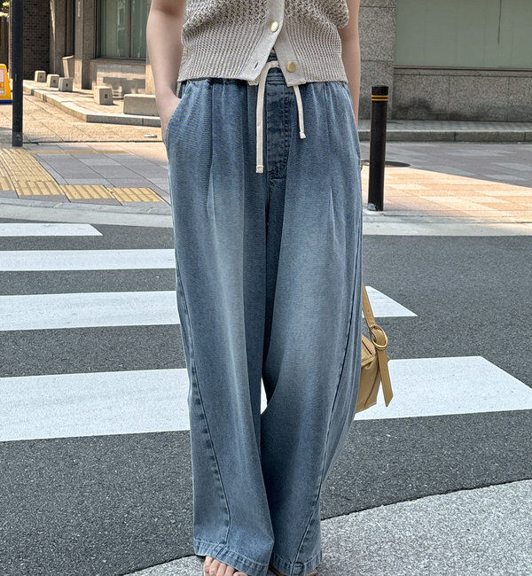  「【新色追加】デニムワイドイージーパンツ」|デニム|