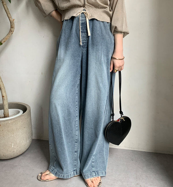  「【新色追加】デニムワイドイージーパンツ」|デニム|
