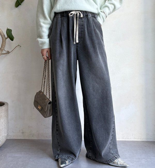  「【新色追加】デニムワイドイージーパンツ」|デニム|