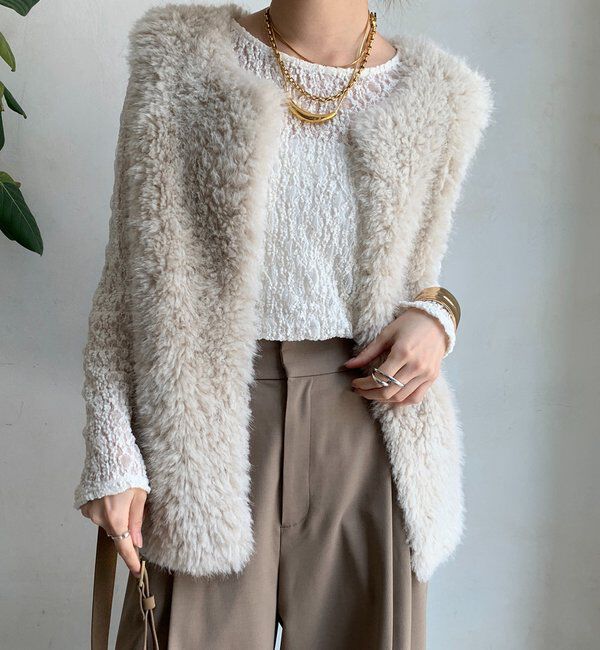  「リンクルフラワーシャーリングプルオーバー」|Tシャツ・カットソー|