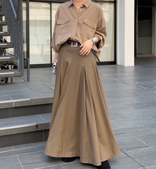  「ライトフェイクレザーフレアスカート」|スカート|