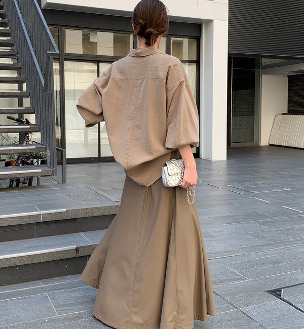  「ライトフェイクレザーフレアスカート」|スカート|