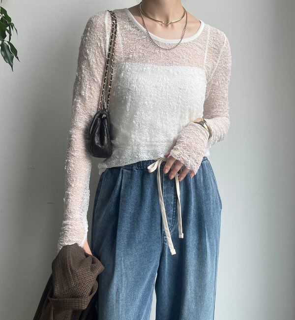  「レースロングスリーブトップス」|Tシャツ・カットソー|