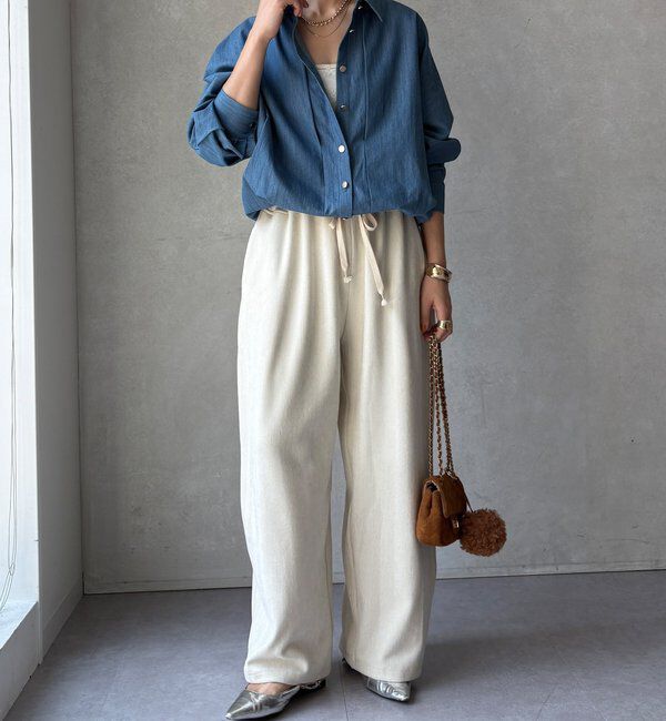  「【WEB限定】 GOLDボタンドロストデニムシャツ」|シャツ・ブラウス|