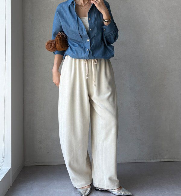  「【WEB限定】 GOLDボタンドロストデニムシャツ」|シャツ・ブラウス|