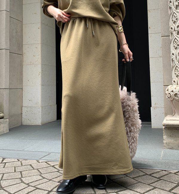  「セットアップドロストスカート」|スカート|カーキ