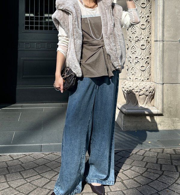  「フェイクミンクフーディージレ」|ベスト・ジレ|