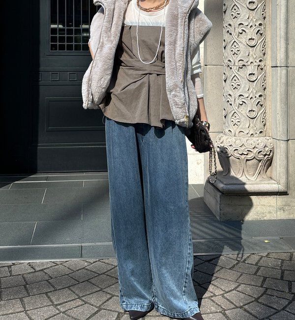  「フェイクミンクフーディージレ」|ベスト・ジレ|