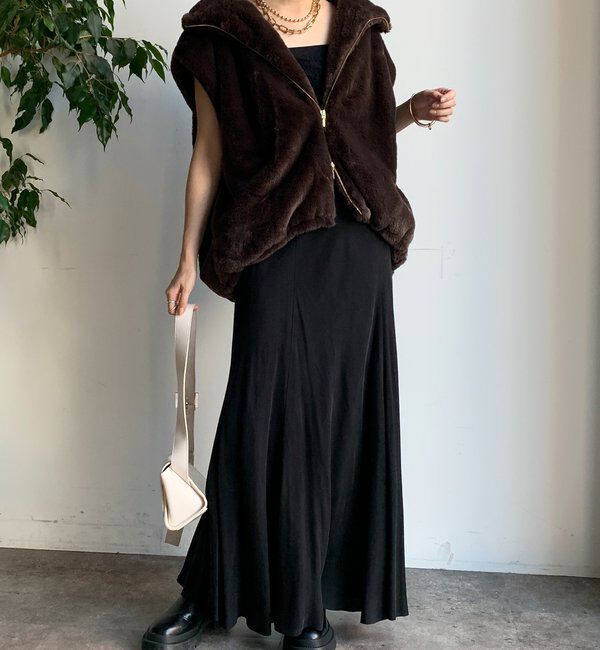  「フェイクミンクフーディージレ」|ベスト・ジレ|