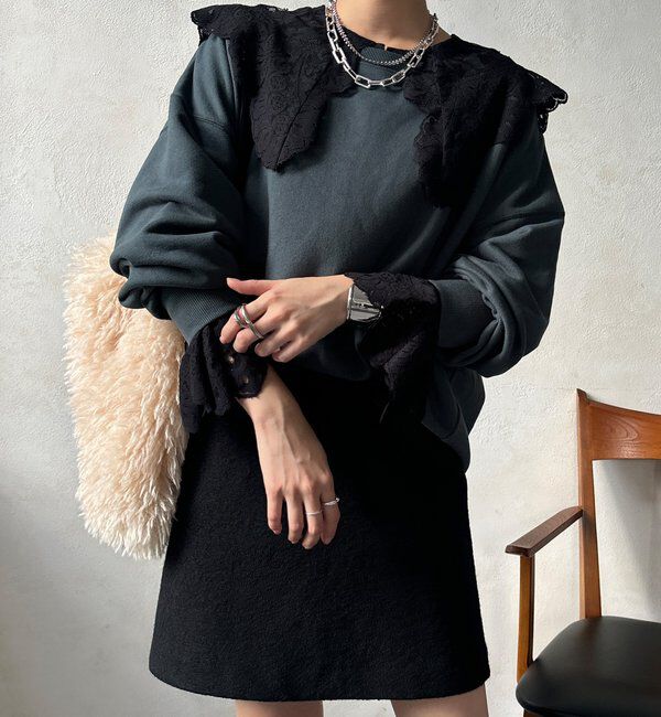  「レースカラーブラウス」|シャツ・ブラウス|ブラック