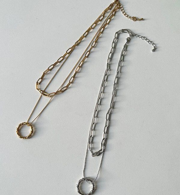  「デザインチェーンレイヤードネックレス」|ネックレス|