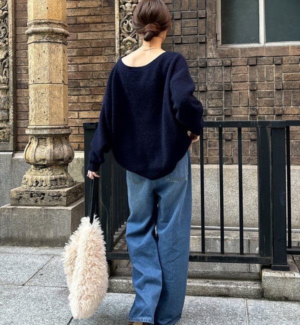  「ファーウールボートネックプルオーバー」|ニット・セーター|