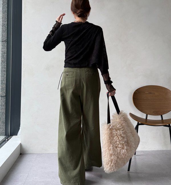  「レースチュール切替シアーTEE」|Tシャツ・カットソー|