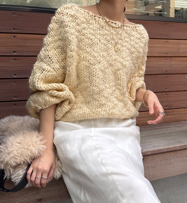  「ローゲージニット」|ニット・セーター|レモンイエロー