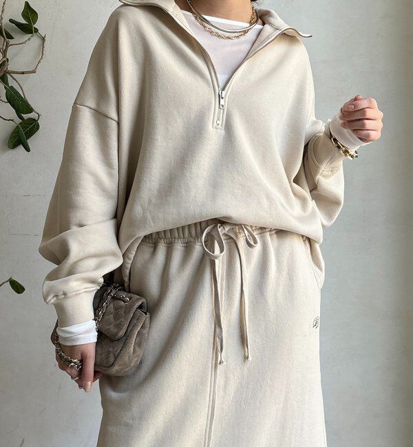  「裏起毛ドロストハーフジッププルオーバー」|Tシャツ・カットソー|