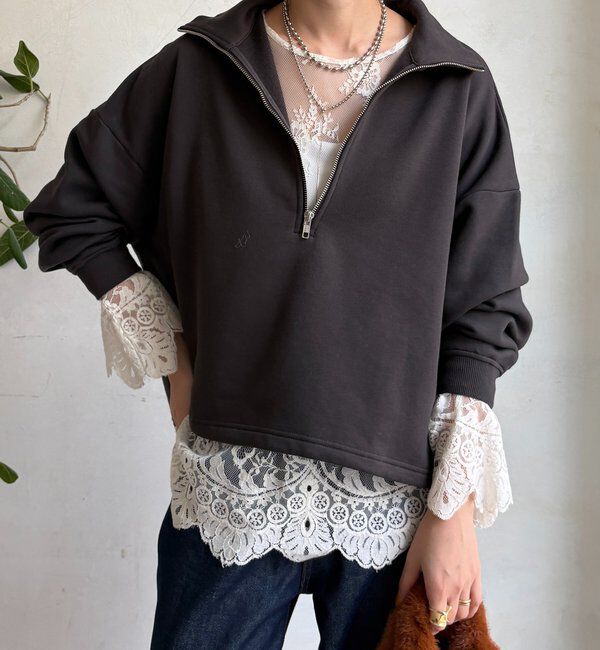  「裏起毛ドロストハーフジッププルオーバー」|Tシャツ・カットソー|