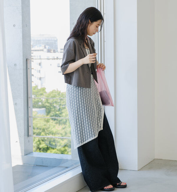  「【3サイズ】デニムタックワイドパンツ」|デニム|