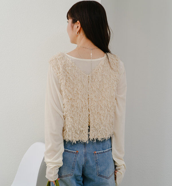  「【新色追加/前後2WAY】ファーショートベスト」|ベスト・ジレ|