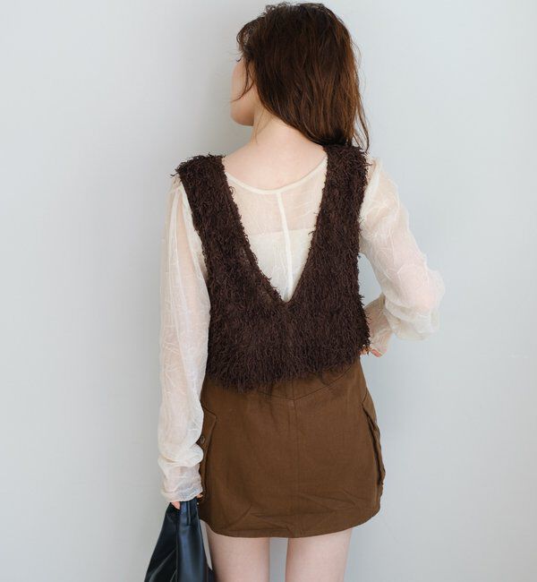  「【新色追加/前後2WAY】ファーショートベスト」|ベスト・ジレ|