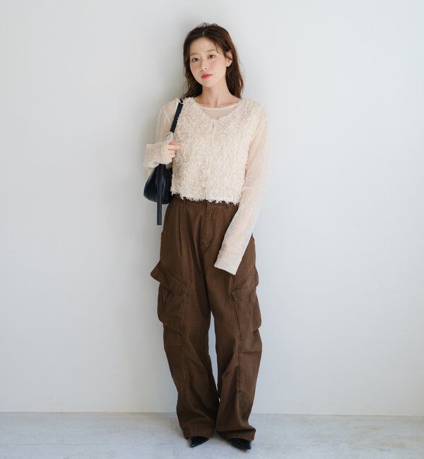  「【新色追加/前後2WAY】ファーショートベスト」|ベスト・ジレ|