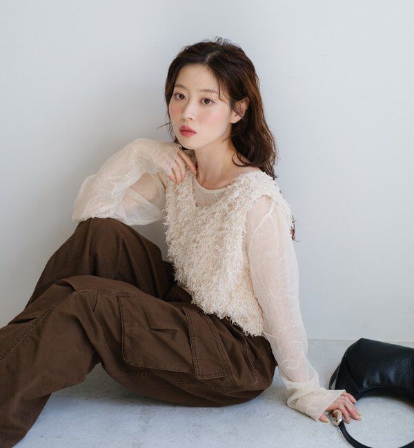  「【新色追加/前後2WAY】ファーショートベスト」|ベスト・ジレ|