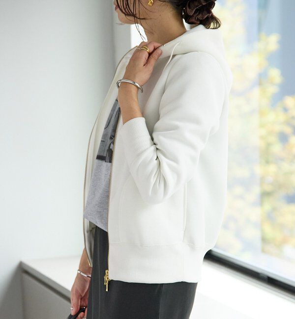  「【WEB限定/キレイめ上品】スポンジダンボールZIPパーカーカットソー」|パーカー|