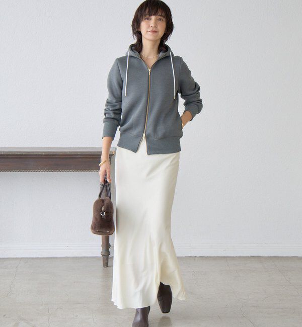  「【WEB限定/キレイめ上品】スポンジダンボールZIPパーカーカットソー」|パーカー|