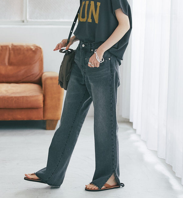  「【全骨格美脚見え！】slit DENIM」|デニム|