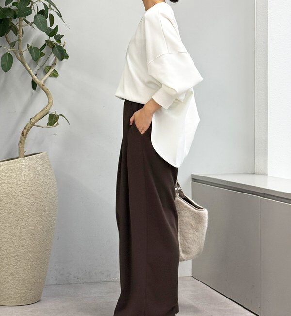  「【ウォッシャブル】【シーズンレスで使える】タックワイドスラックス」|チノ|