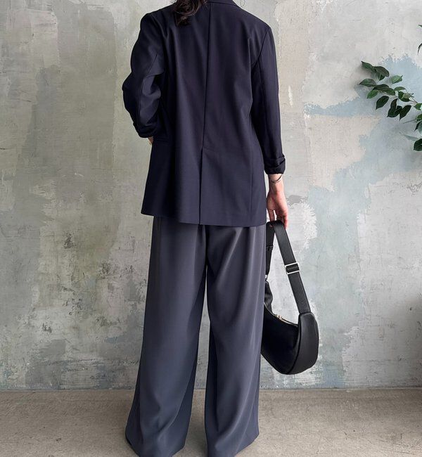  「【ウォッシャブル】【シーズンレスで使える】タックワイドスラックス」|チノ|