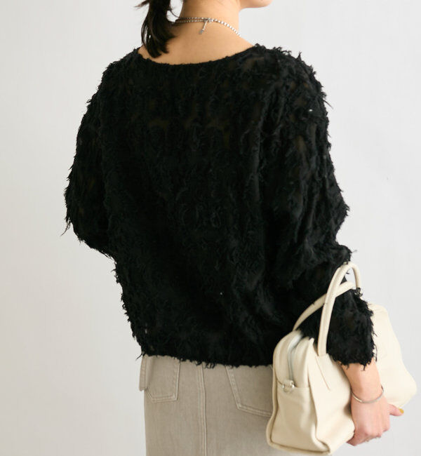  「【オケージョンにも◎】カットジャガードシアーブラウス」|シャツ・ブラウス|