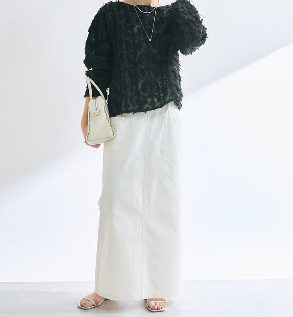  「【オケージョンにも◎】カットジャガードシアーブラウス」|シャツ・ブラウス|