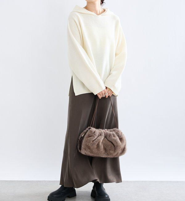  「【シーズンムードを高める】フェイクファードローストリングバッグ」|クラッチバッグ|