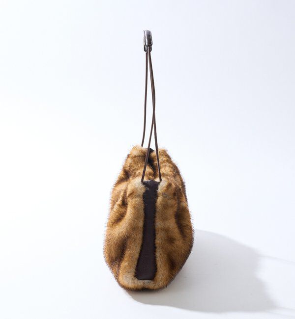  「【シーズンムードを高める】フェイクファードローストリングバッグ」|クラッチバッグ|