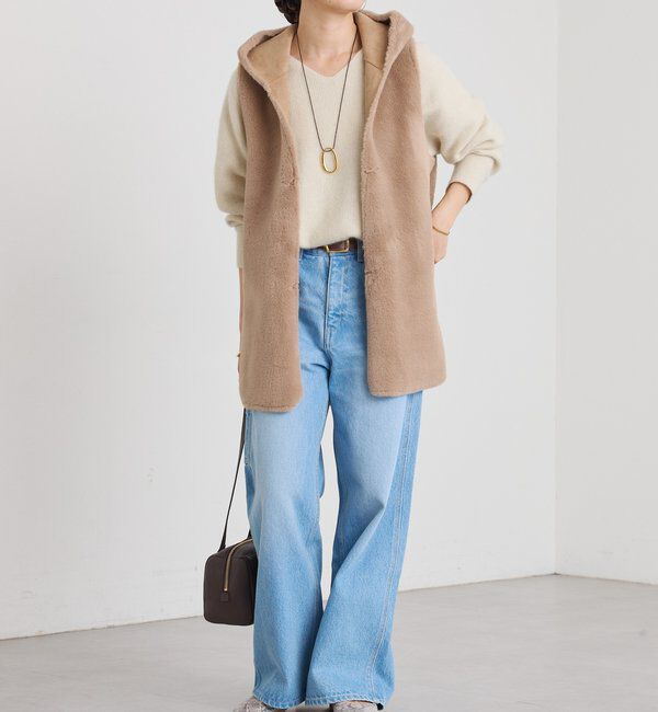  「【シーズンムード高まる】エコファーフードジレ」|ベスト・ジレ|