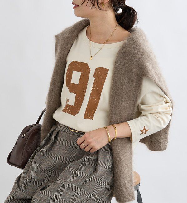  「【ロゴがキャッチー】Ninety-One ロンTee」|Tシャツ・カットソー|アイボリー