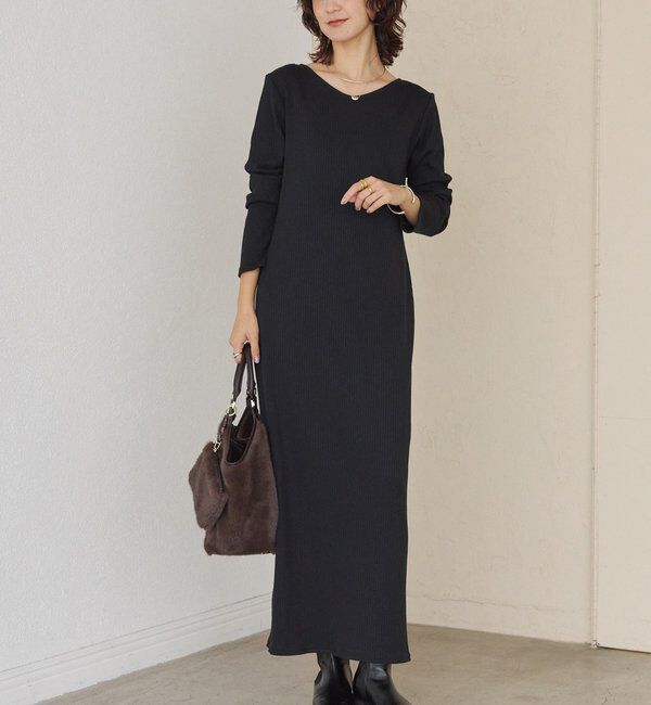  「【全骨格細見え】NEW2WAYロングリブワンピース」|ワンピース|ブラック
