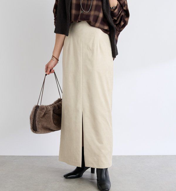  「【すっきり見えが叶う】ブラッシュドクロスIラインスカート」|スカート|