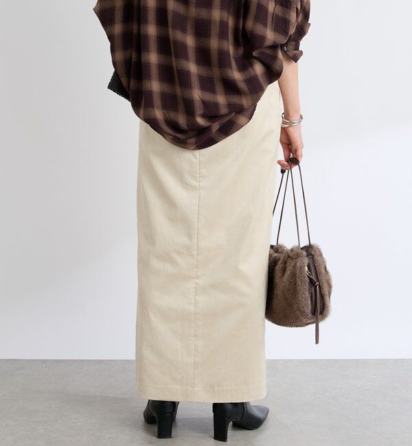  「【すっきり見えが叶う】ブラッシュドクロスIラインスカート」|スカート|