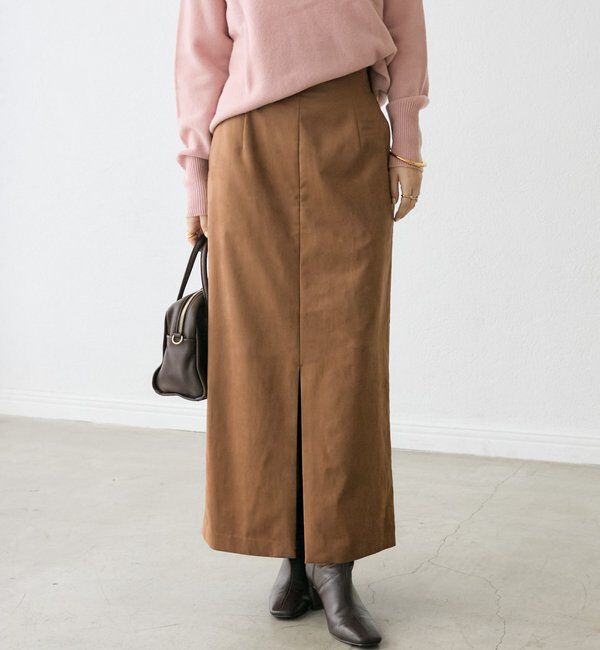  「【すっきり見えが叶う】ブラッシュドクロスIラインスカート」|スカート|