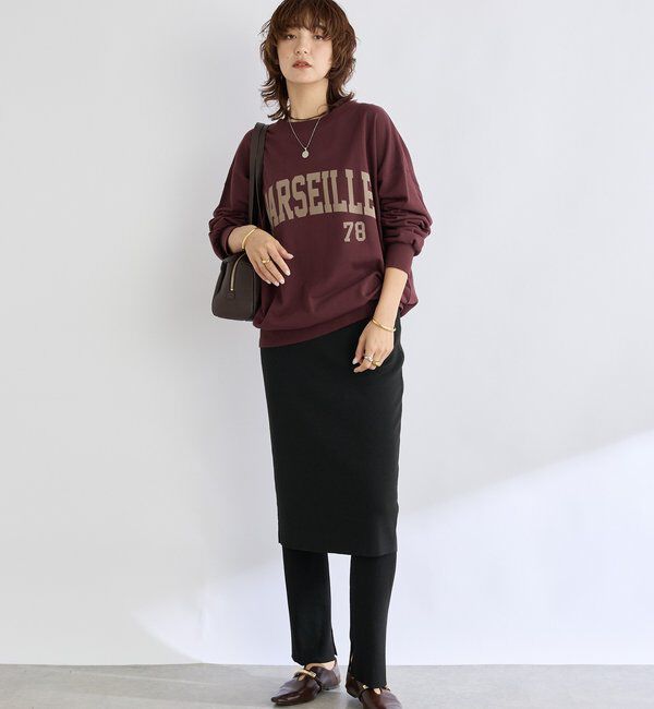  「【キャッチーなアイテム】スカートドッキングニットパンツ」|チノ|